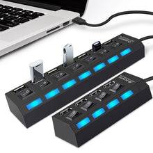 Load image into Gallery viewer, USB Hub 2.0 Multi USB Port 4/7 Ports Hub USB High Speed Hab With on/off Switch USB Splitter For PC Computer Accessories
