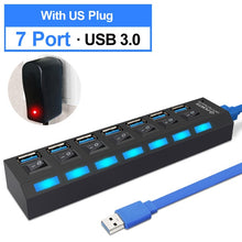 Load image into Gallery viewer, USB Hub 3.0 USB Splitter Multi USB 2.0 Hub Multiple 4/7 Port Hab Splitters With Power Adapter Computer Accessories Hub For PC