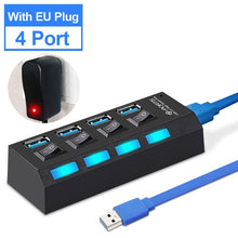 Load image into Gallery viewer, USB Hub 3.0 USB Splitter Multi USB 2.0 Hub Multiple 4/7 Port Hab Splitters With Power Adapter Computer Accessories Hub For PC
