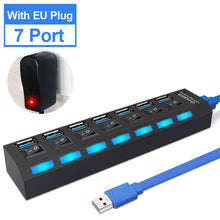 Load image into Gallery viewer, USB Hub 3.0 USB Splitter Multi USB 2.0 Hub Multiple 4/7 Port Hab Splitters With Power Adapter Computer Accessories Hub For PC
